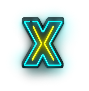 Neon Letter X Typography